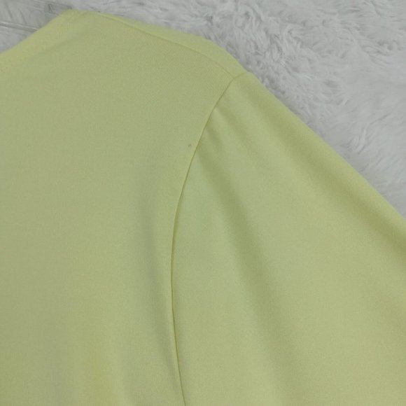 Susan Graver Womens Blouse Top 1/2 Sleeve Yellow Jeweled Scoop Neck Stretch L - Picture 11 of 11